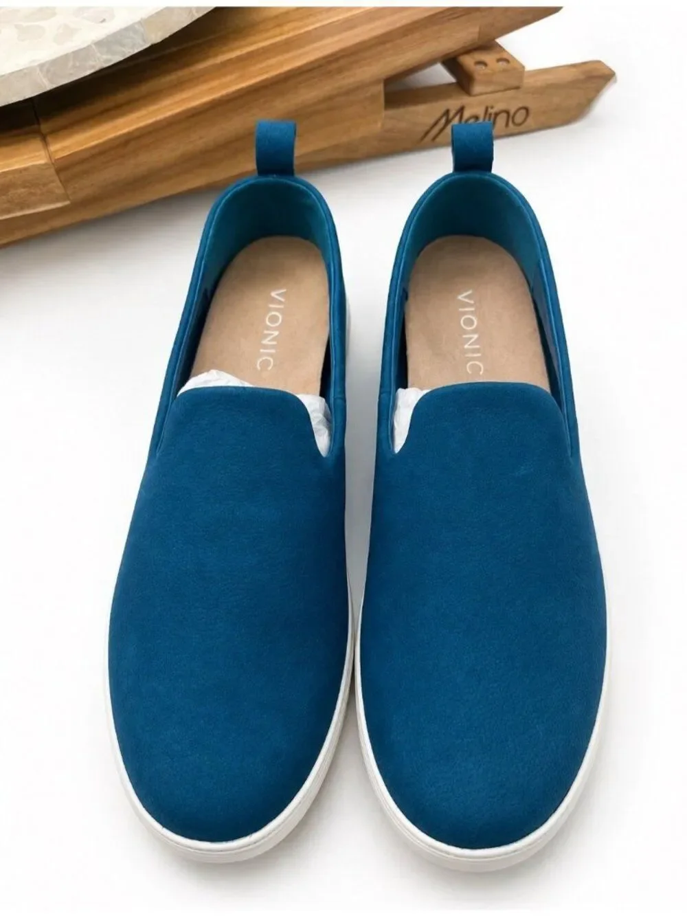 Vionic Uptown Willa Supportive Celestial Teal Nubuck Slip On Sneakers Womens 7